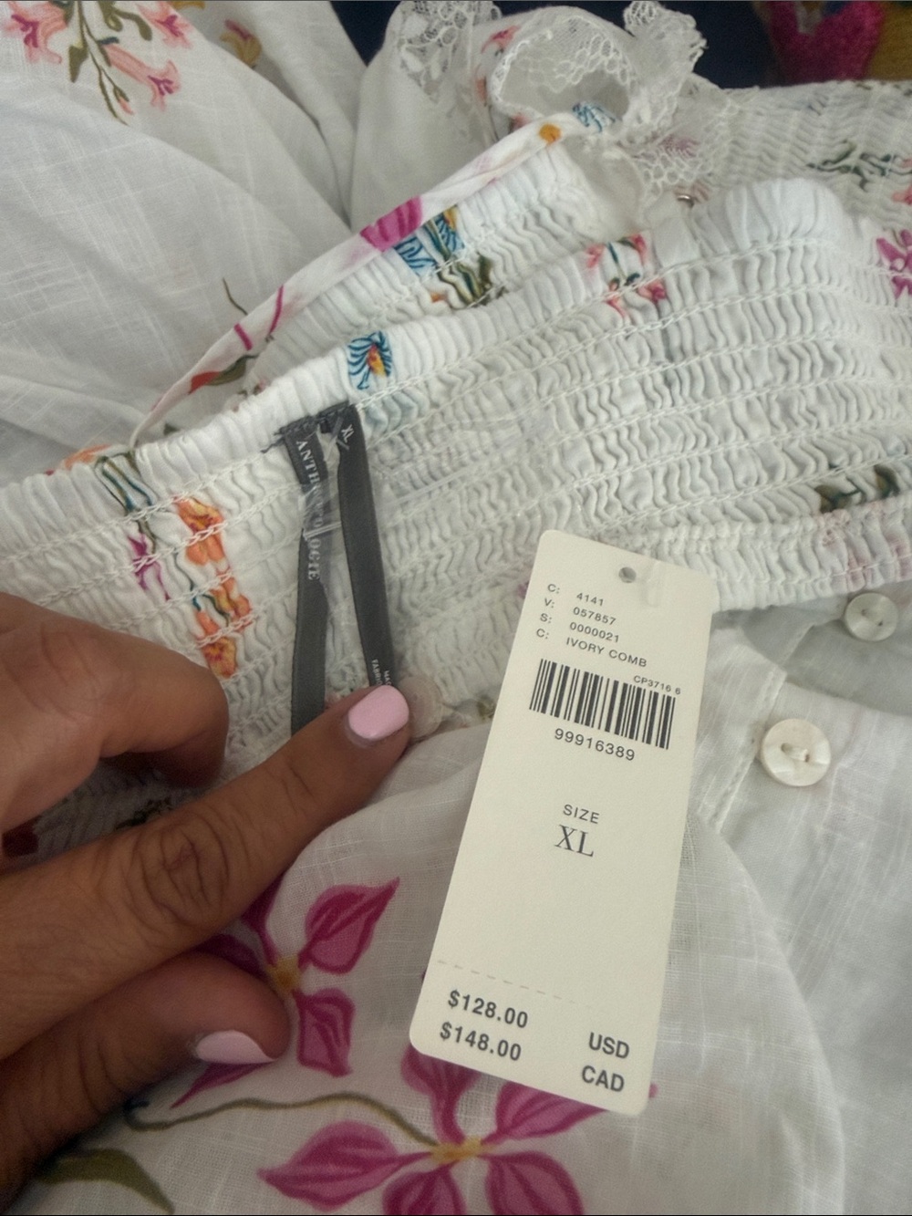 By Anthropologie Open-Back Drop-Waist Floral W/Lace Midi Dress NWT Size X-Large - Picture 11 of 12